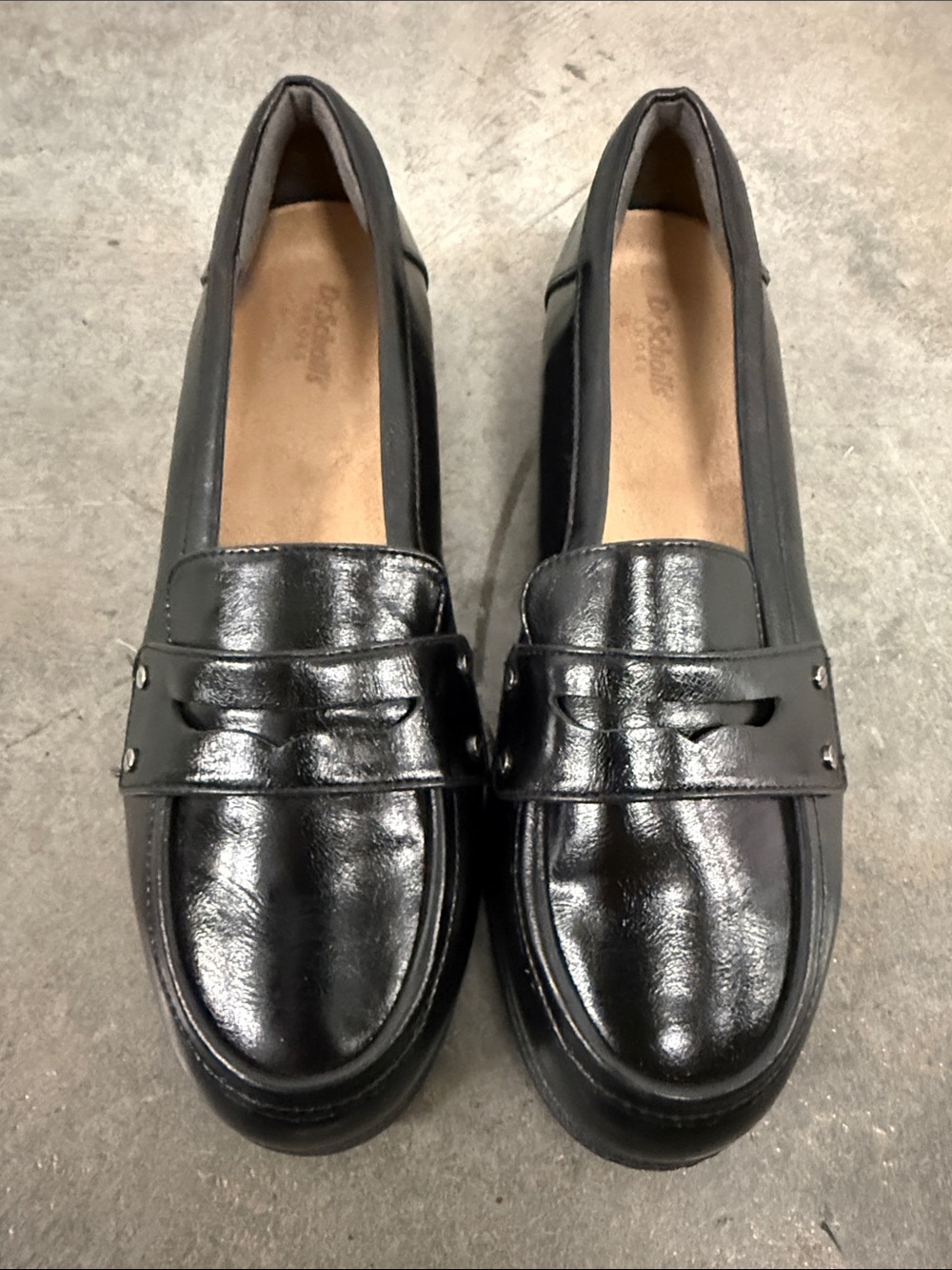 Dr. Scholl's Black Leather Slip-On Penny Loafers